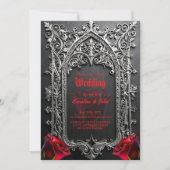 Elegant Gothic Wedding Rose Frame  招待状 (正面)