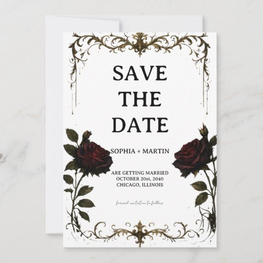 Elegant Gothic Wedding Save The Date 招待状 (正面)