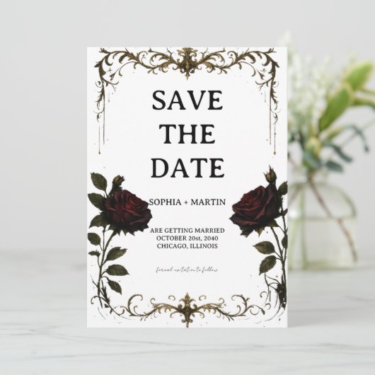 Elegant Gothic Wedding Save The Date 招待状 (スタンド正面)