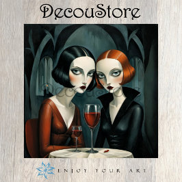 Elegant Gothic Women with Wine Glass Decoupage 薄葉紙