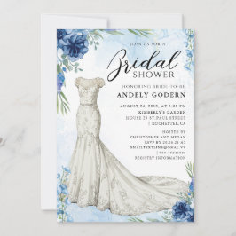 Elegant Gown Illustration with  Bridal Shower 招待状