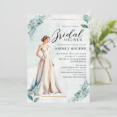 Elegant Gown Illustration with  Bridal Shower 招待状 (スタンド正面)