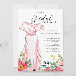 Elegant Gown Illustration with  Bridal Shower 招待状