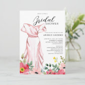 Elegant Gown Illustration with  Bridal Shower 招待状 (スタンド正面)