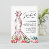 Elegant Gown Illustration with  Bridal Shower 招待状 (スタンド正面)