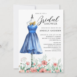 Elegant Gown Illustration with  Bridal Shower 招待状