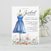 Elegant Gown Illustration with  Bridal Shower 招待状 (スタンド正面)