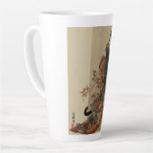 "Elegant Grace" Japanese Cat in Kimono Art カフェラテマグ (左アングル)