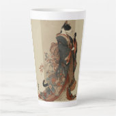 "Elegant Grace" Japanese Cat in Kimono Art カフェラテマグ (正面)