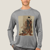 "Elegant Grace" Japanese Cat in Kimono Art トライブレンドＴシャツ (正面)