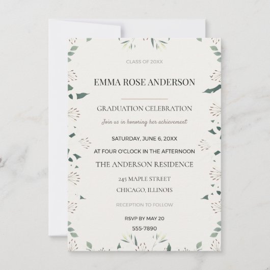 Elegant Grad Party Graduation Invitations  招待状 (正面)