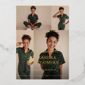 Elegant Grad Photo Collage Graduation Announcement 箔招待状 (正面)