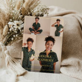 Elegant Grad Photo Collage Graduation Announcement 箔招待状