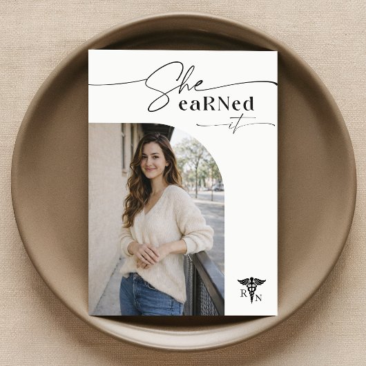 Elegant Grad Photo RN Graduation Announcement ポストカード