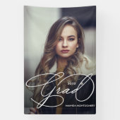 Elegant Grad Script Photo Graduation Party 横断幕 (縦)