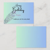 Elegant Gradient Birthday Card with Fern Leaf | Cu エンクロージャーカード (正面/裏面)
