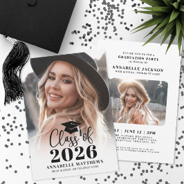 Elegant Graduate Photo Graduation Party 招待状