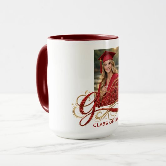 Elegant Graduate Script Artwork with Photo Feature マグカップ (正面左)