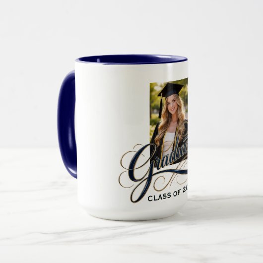 Elegant Graduate Script Artwork with Photo Feature マグカップ (正面左)