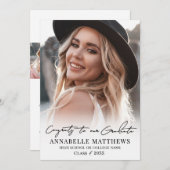 Elegant Graduate Simple Photo Collage Graduation 案内状 (正面/裏面)