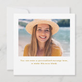 Elegant Graduate White Script Photo ノートカード (裏面)