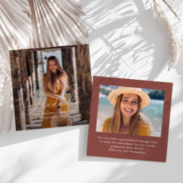 Elegant Graduate White Script Photo Red ノートカード