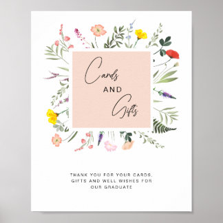 Elegant Graduate Wildflower Cards and Gifts Sign ポスター