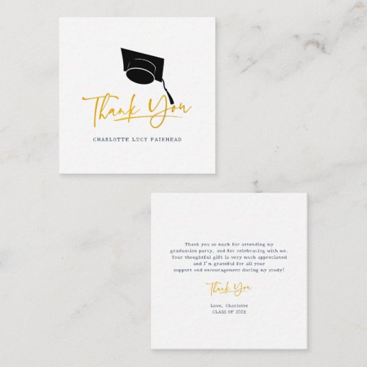 Elegant Graduation 2026 Script Thank You ノートカード (正面/裏面)