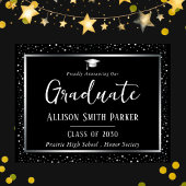 Elegant Graduation Announcement Black and Silver ポストカード