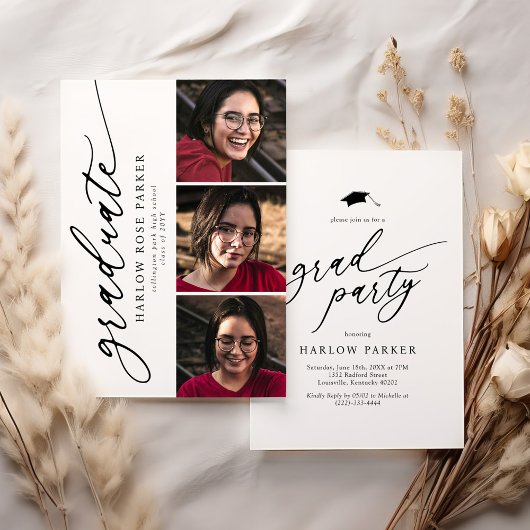 Elegant Graduation Announcement & Party Invite 招待状