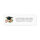 Elegant Graduation Cap & Diploma Return Address ラベル (正面)