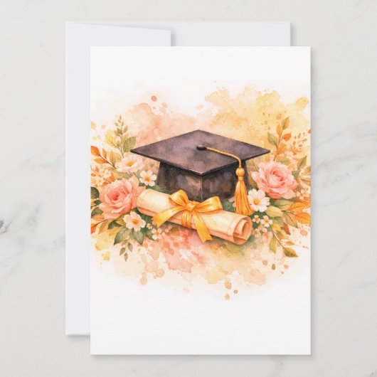 Elegant Graduation Cap with Floral Design 招待状 (正面)