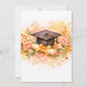 Elegant Graduation Cap with Floral Design 招待状 (裏面)