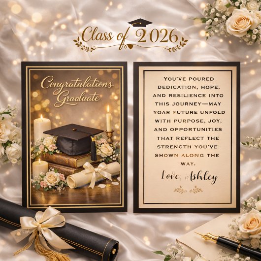 Elegant Graduation Card with Inspirational Message シーズンカード