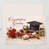 Elegant Graduation Card with Red Roses シーズンカード (正面/裏面)