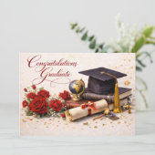 Elegant Graduation Card with Red Roses シーズンカード (スタンド正面)
