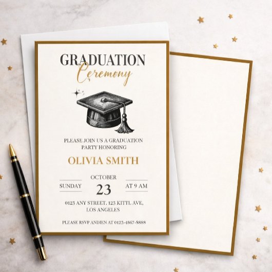 Elegant Graduation Ceremony Invitation 招待状