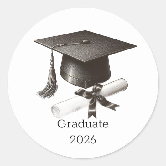 Elegant Graduation Envelope Seal Sticker ラウンドシール (正面)