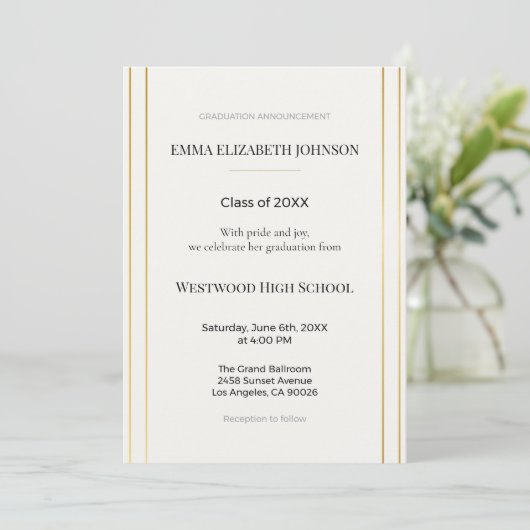 Elegant Graduation Invitation Template, Modern 招待状 (スタンド正面)