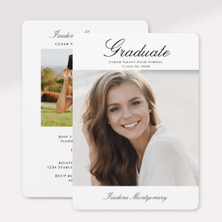 Elegant Graduation Invitation with Photo 招待状