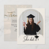 Elegant Graduation | Modern Grad Thank You Card サンキューカード (正面/裏面)