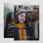 Elegant Graduation Party 2026 Photo Collage 招待状 (正面/裏面)