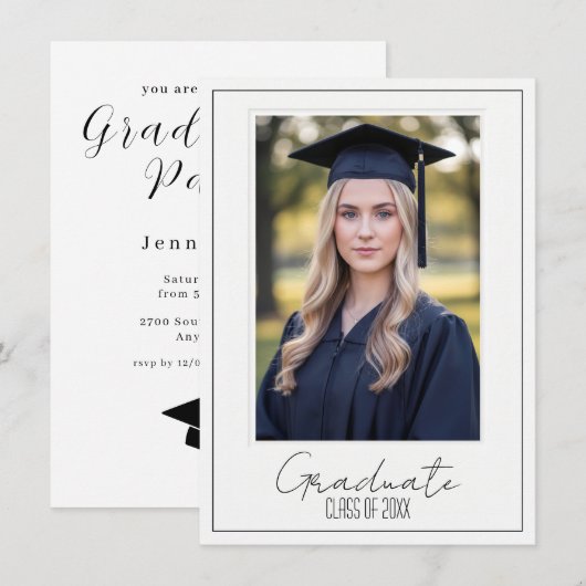 Elegant Graduation Party Invitation 招待状 (正面/裏面)