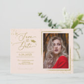 Elegant Graduation Party Save The Date Gold Glitte 招待状 (スタンド正面)