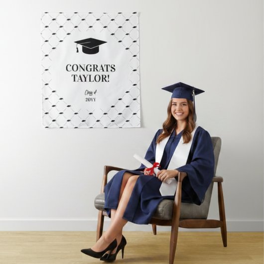 Elegant Graduation Photo Personalized Backdrop タペストリー