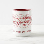 Elegant Graduation Script Design with Custom Year マグカップ (中央)