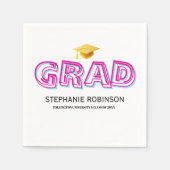 Elegant Graduation Tassel White Napkins スタンダードカクテルナプキン (正面)