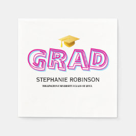 Elegant Graduation Tassel White Napkins スタンダードカクテルナプキン