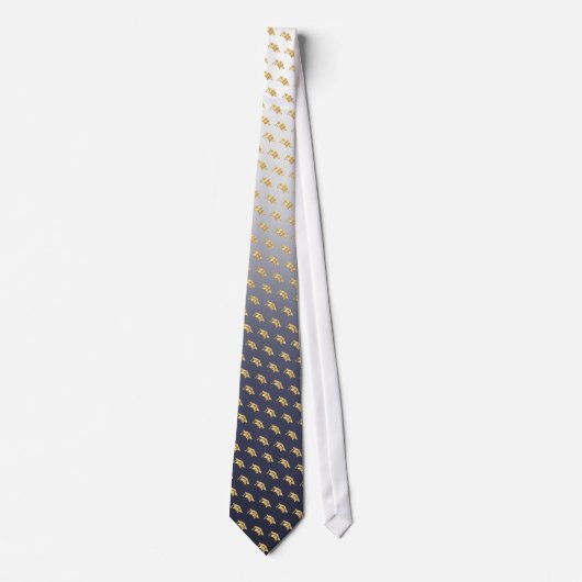 Elegant Graduation Tie Gold Mortarboard Pattern ネクタイ (正面)