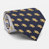 Elegant Graduation Tie Gold Mortarboard Pattern ネクタイ (ロール)